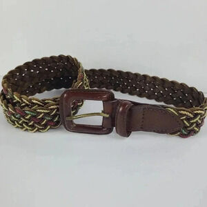 Talbots vintage tri-colored genuine leather weave belt.